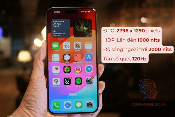 kích thước iphone 15 pro max