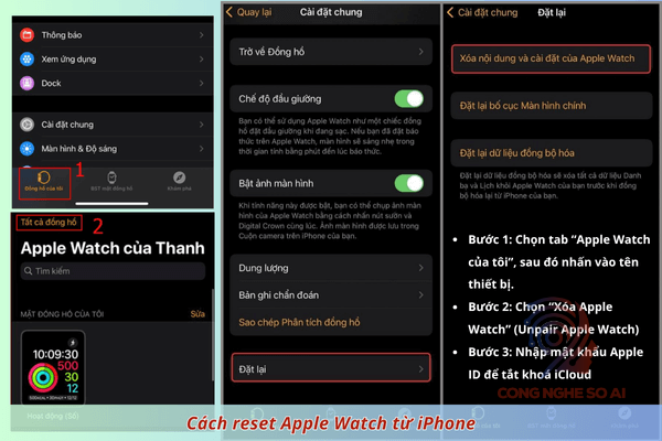 Cách đặt lại Apple Watch và ghép đôi lại