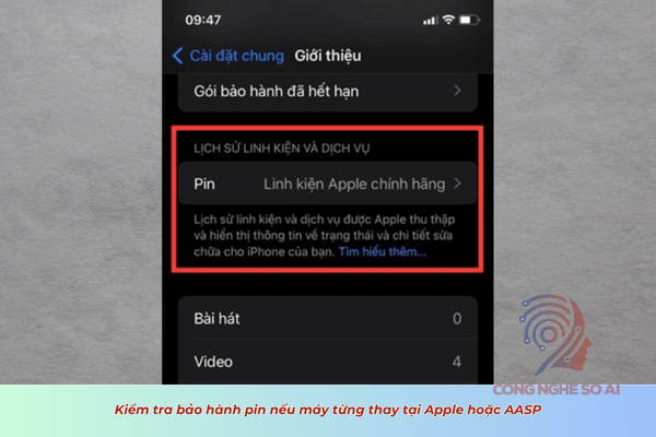 Cách kiểm tra PIN iphone đã thay chưa