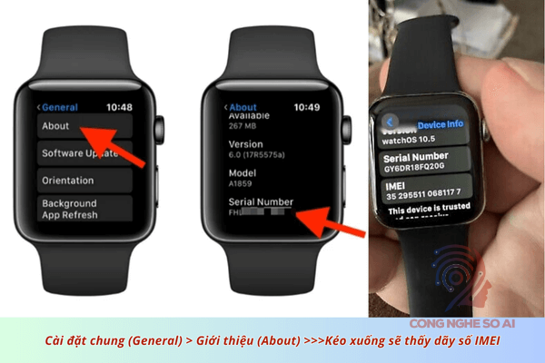 cách check IMEI Apple Watch