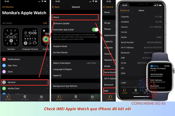 cách check IMEI Apple Watch