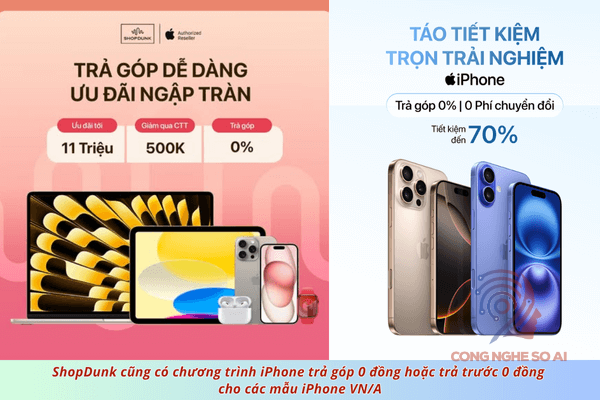iPhone trả góp 0 đồng