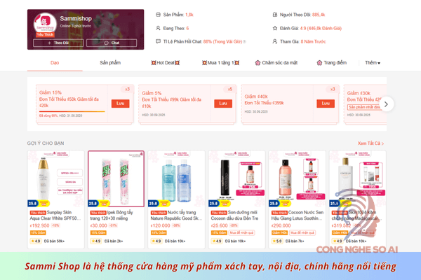 Shop mỹ phẩm uy tín trên Shopee