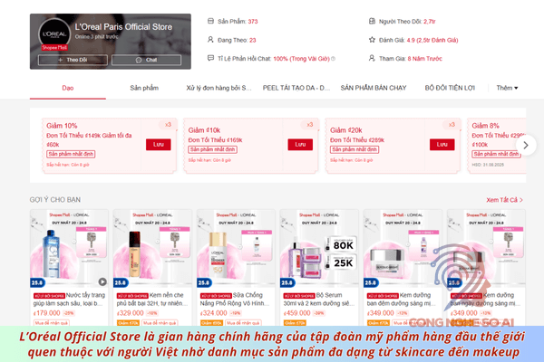 Shop mỹ phẩm uy tín trên Shopee