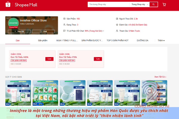 Shop mỹ phẩm uy tín trên Shopee