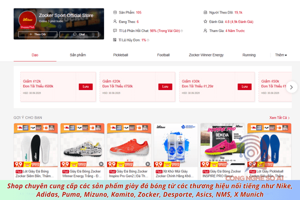 Shop bán giày đá bóng shopee