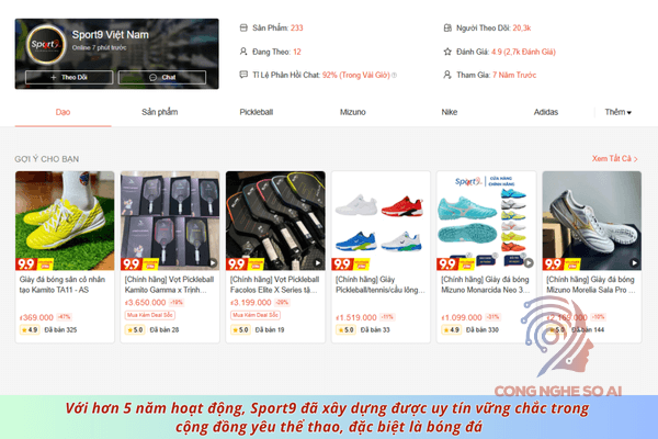 Shop bán giày đá bóng shopee