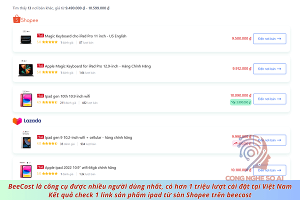 Check lịch sử giá Shopee 