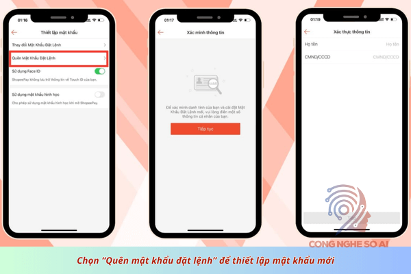 quên mật khẩu ShopeePay