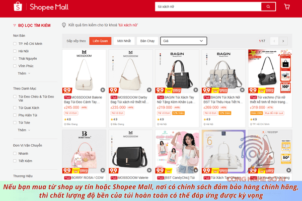 Shop bán túi xách nữ shopee