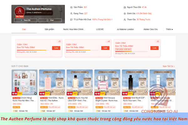 shop bán nước hoa chính hãng trên Shopee