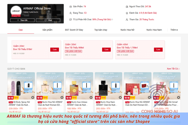 shop bán nước hoa chính hãng trên Shopee