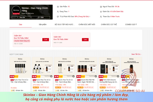 shop bán nước hoa chính hãng trên Shopee