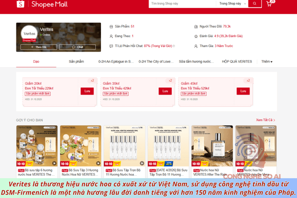 shop bán nước hoa chính hãng trên Shopee