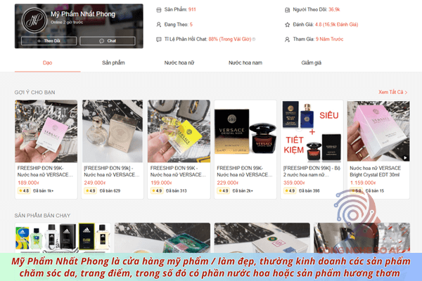 shop bán nước hoa chính hãng trên Shopee